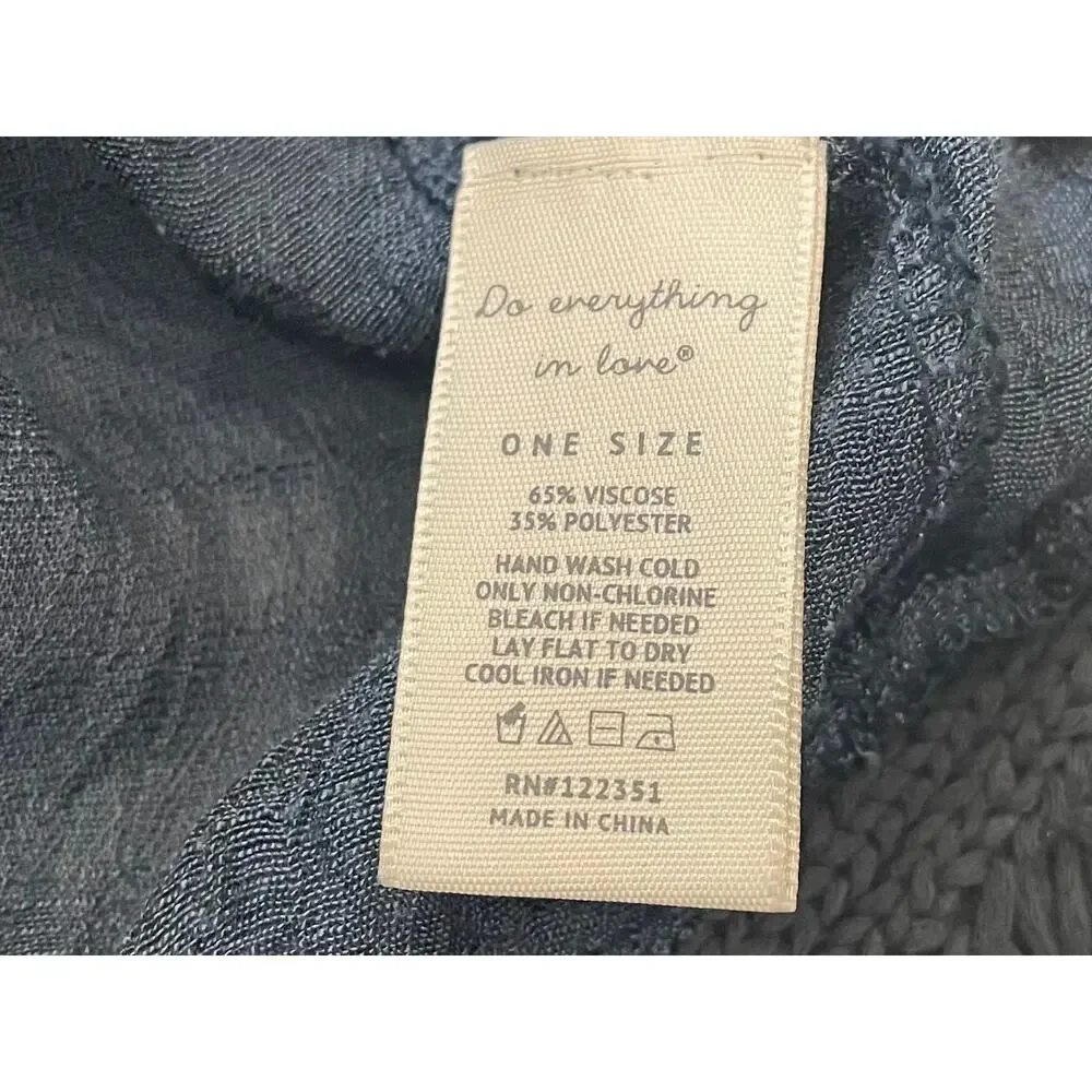 Do Everything In Love Navy Crochet Kimono, Duster, Cover-Up, Boho, Fringe, OS